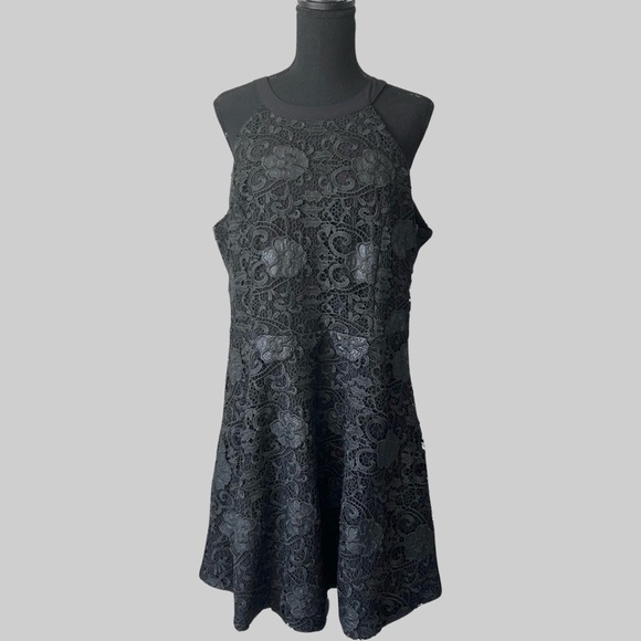 NWT Rock & Shine Black Lace Halter Neck Flared  Dress - Picture 1 of 15